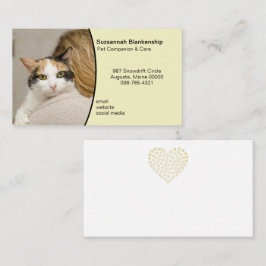 Cartão De Visita Foto personalizada do Animal Care Pastel Amarelo F