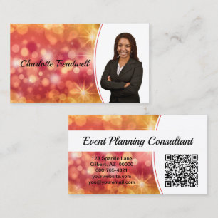 Cartão De Visita Foto personalizada do Sparkle do Coral Professiona