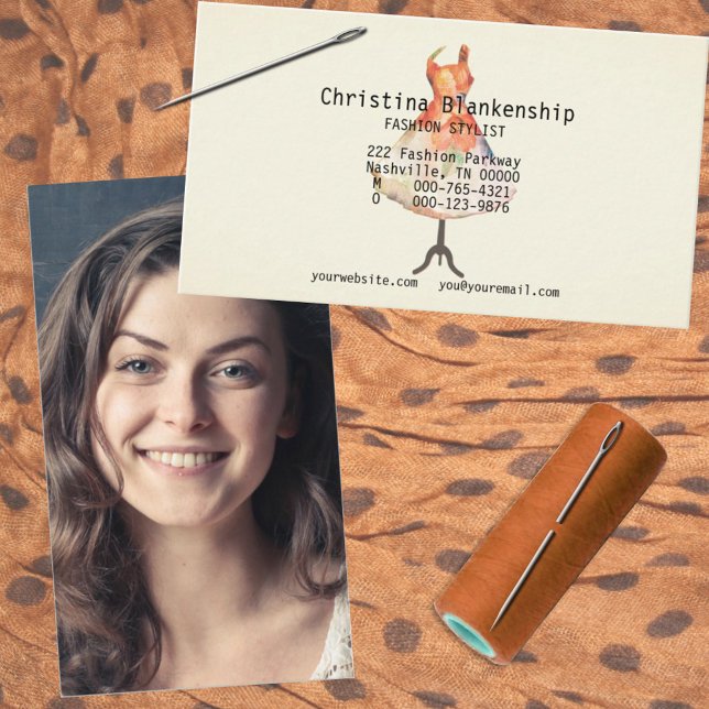 Cartão De Visita Foto personalizada do Stylist Mannequin Torso (Criador carregado)