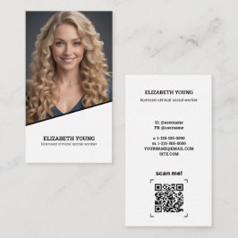 Cartão De Visita Foto personalizada e QR do trabalhador social lice