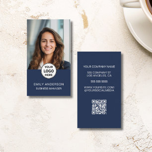 Cartão De Visita Foto personalizada Logotipo mínimo moderno QR Cart