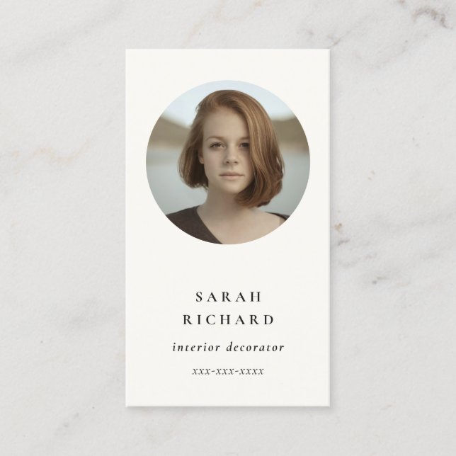 Cartão De Visita Foto personalizada mínima e simples do profissiona (Frente)