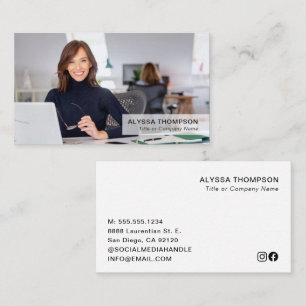 Cartão De Visita Foto personalizada mínima profissional moderna e s