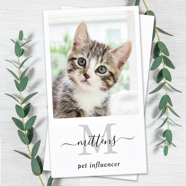 Cartão De Visita Foto personalizada Monograma de mídia social Códig (Criador carregado)