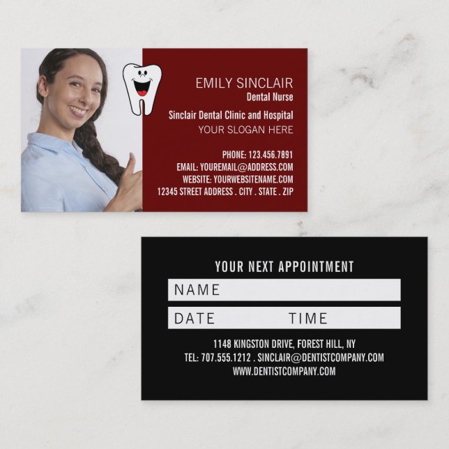 Cartão De Visita Foto Personalizada, Nomeação de Dentista (Frente/Verso)