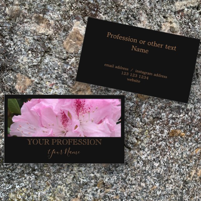 Cartão De Visita Foto personalizada personalizada e elegante Black  (Create your own gorgeous classy photo business card.  Use this blush pink photo or add your own.)