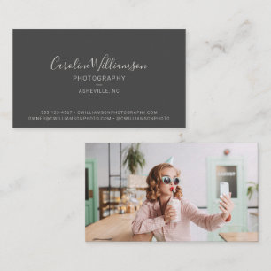 Cartão De Visita Foto Personalizada Preta Fotógrafo Moderno Elegant
