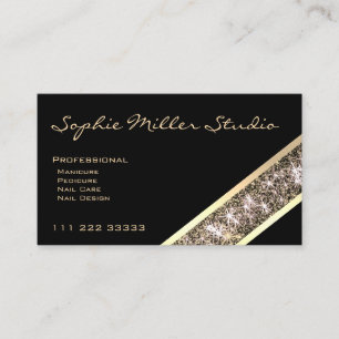 Cartão De Visita Foto personalizada preta ou Cosméticos Dourados c