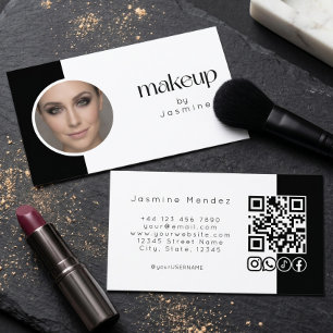 Cartão De Visita Foto Preto E Branco Ícones Sociais Código QR MUA 
