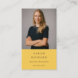 Cartão De Visita Foto profissional amarela mínima simples de Ochre