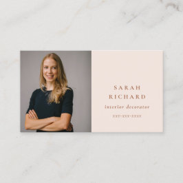 Cartão De Visita Foto profissional de Rosa de Blush Mínimo Simples 