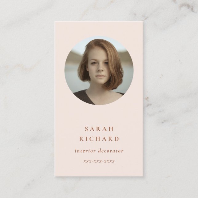 Cartão De Visita Foto profissional de Rosa de Blush Mínimo Simples  (Frente)