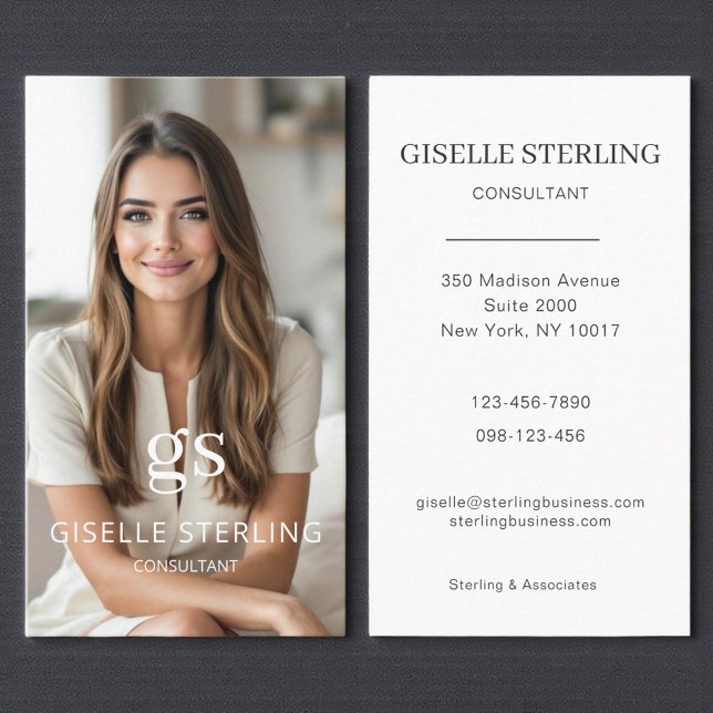 Cartão De Visita Foto profissional do consultor clássico (Criador carregado)