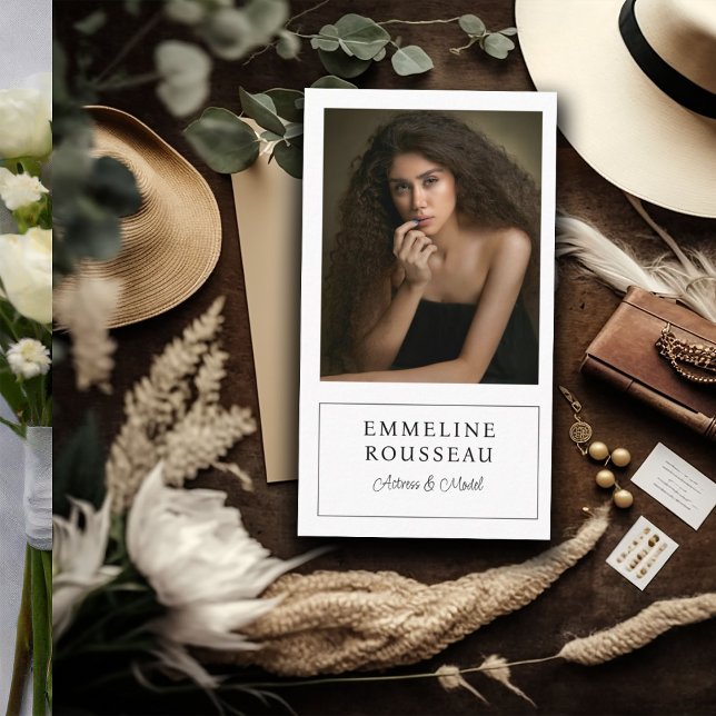 Cartão De Visita Foto profissional do modelo de Atriz elegante (Criador carregado)