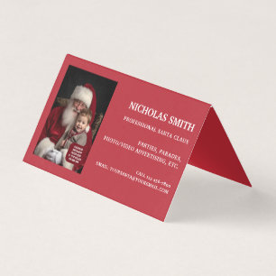 Cartão De Visita Foto Profissional do Papai Noel no Natal Dobrada