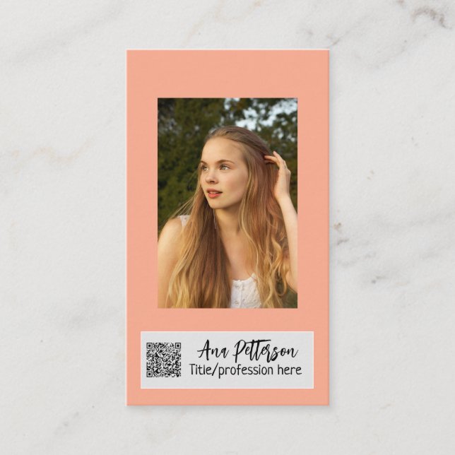 Cartão De Visita foto profissional QR website email social moderno (Frente)