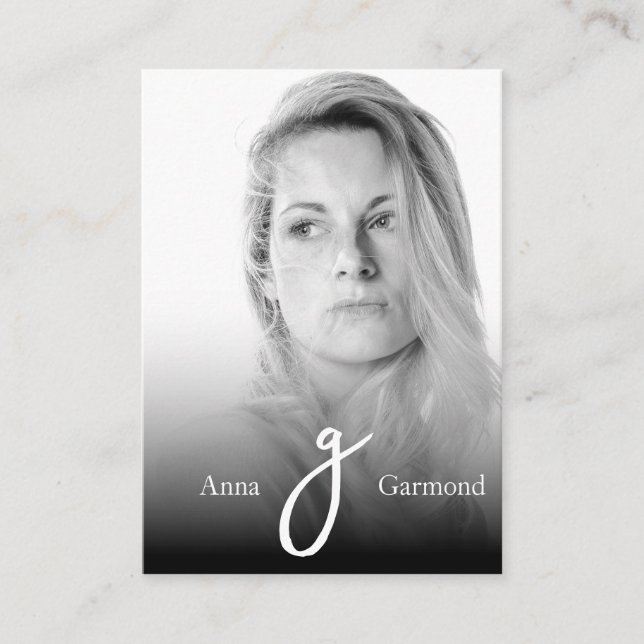 Cartão De Visita *~* Foto profissional simples AP31 QR mínimo (Frente)