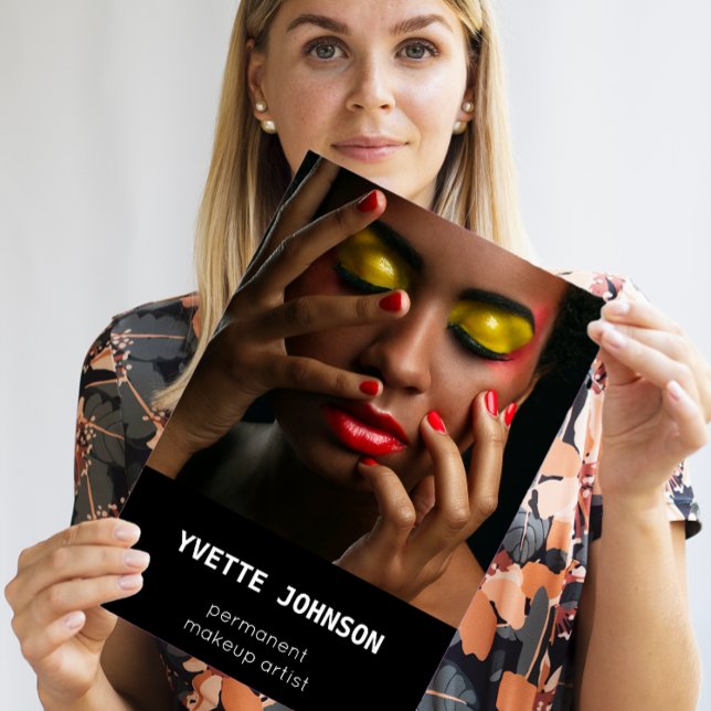 Cartão De Visita Foto Qr Code Logo Professional Makeup Artist SPA (Photo Qr Code Logo Professional Makeup Artist SPA Business Card)