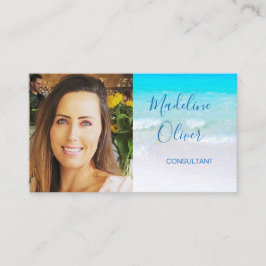 Cartão De Visita Foto QR Code Ocean Beach Sea Viagem Blue