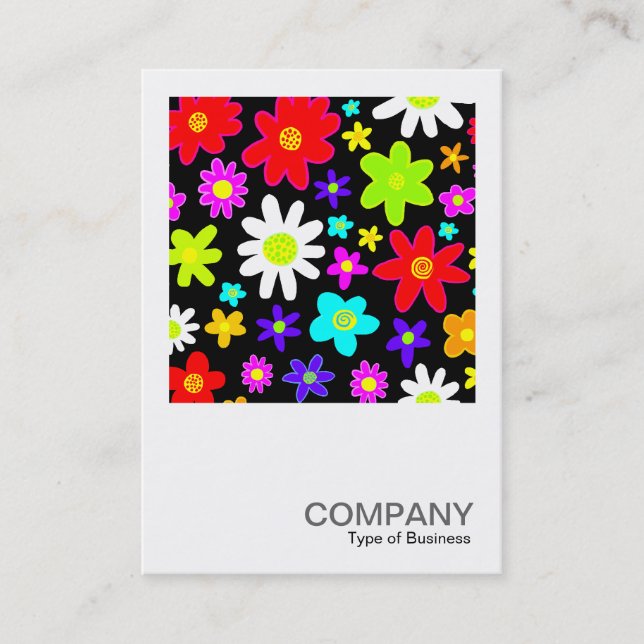 Cartão De Visita Foto Quadrada 0140 - Flores de Cartoon (Frente)