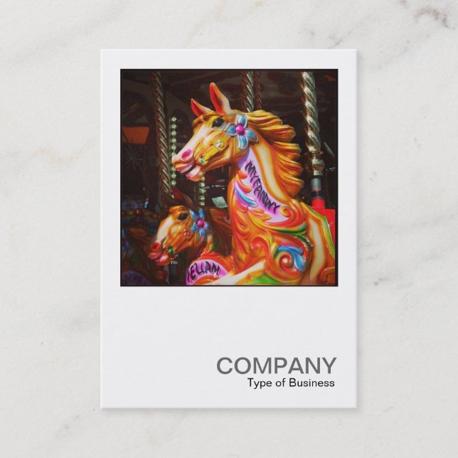 Cartão De Visita Foto quadrada 0441 - Cavalos de Feliz-volta-redond (Frente)