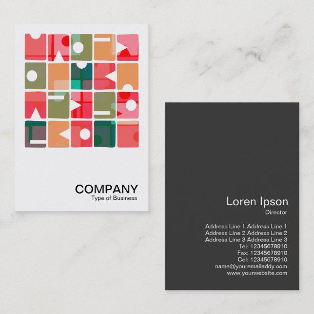 Cartão De Visita Foto Quadrada - Retângulos Abstrato 120623 (Frente/Verso)