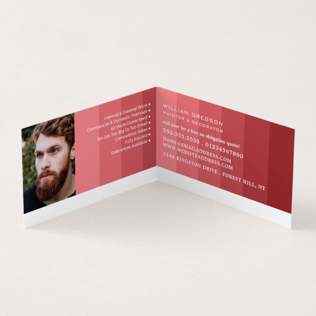 Cartão De Visita Foto Rosa De Grelha De Ombre, Pintor E Decorador (Interior)