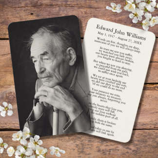 Cartão De Visita Foto Simpatia Funeral Memorial Card