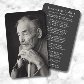 Cartão De Visita Foto Simpatia Funeral Memorial Card