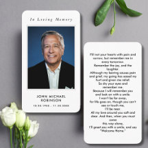 Foto Simpatia Funeral Simple Memorial Prayer Card