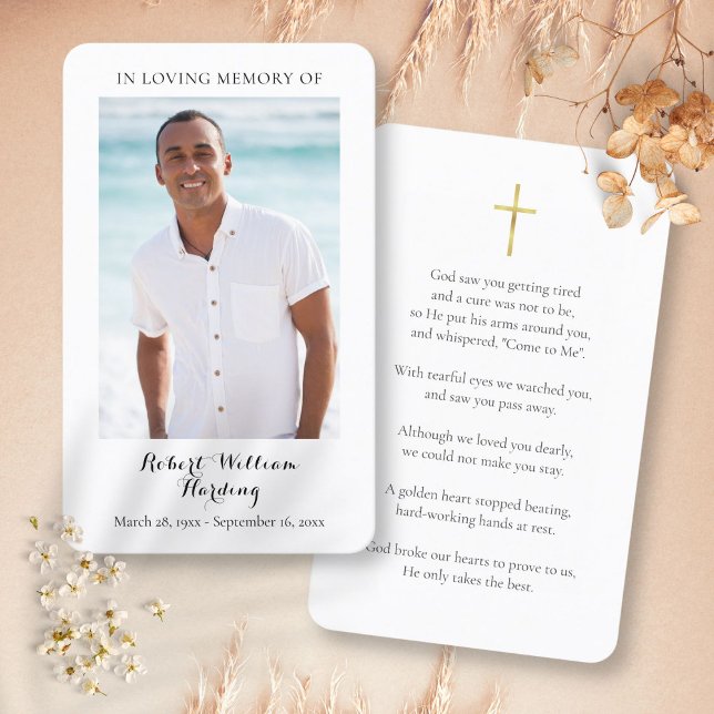 Cartão De Visita Foto Simpatia funerária Memorial Prayer Cards (Photo Funeral Sympathy Memorial Prayer Cards)