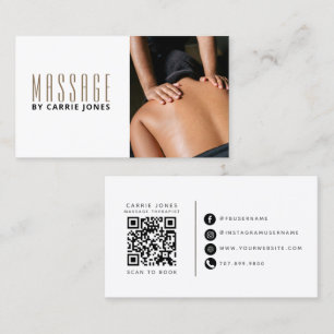 Cartão De Visita Foto Simples de Terapeuta de Massagem