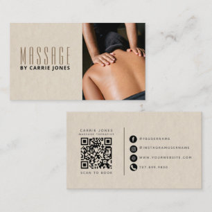 Cartão De Visita Foto Simples de Terapeuta de Massagem