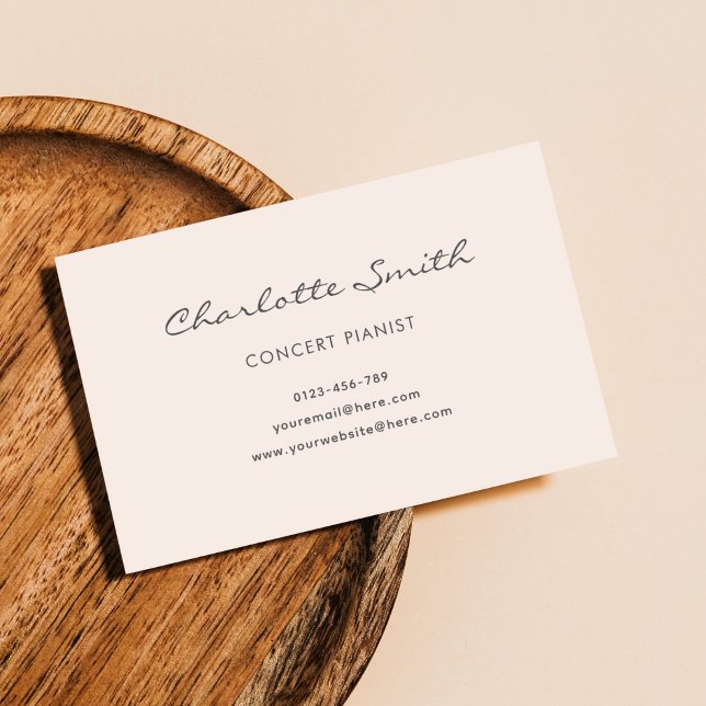 Cartão De Visita Foto: Simples Pink Pink Blush Pianista (Criador carregado)