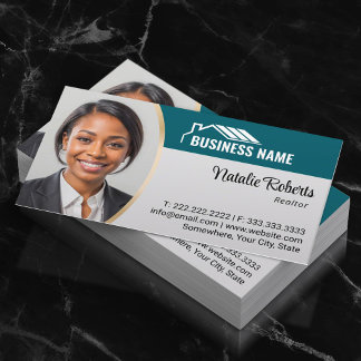 Cartão De Visita Foto verde do agente imobiliário imobiliária Realt