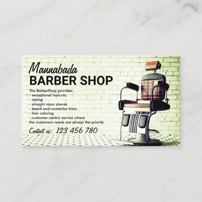 Cartão De Visita Foto Verde Personalizada do Compro Barber (Frente)