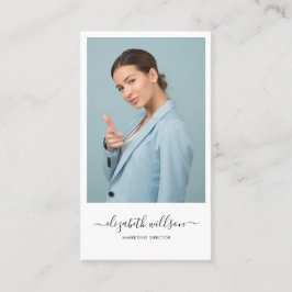 Cartão De Visita Foto Vertical do Script Profissional de Tendência 