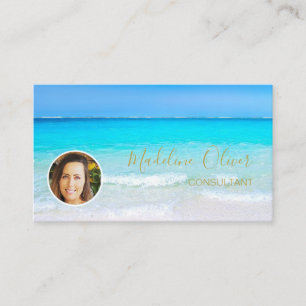 Cartão De Visita Foto Viagem Professional Dourado Ocean Beach Sea