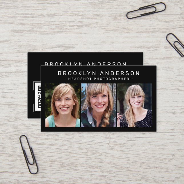 Cartão De Visita Fotografador preto moderno 3 (Frente/Verso In Situ)