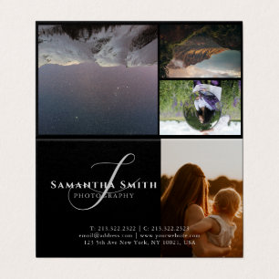 Cartão De Visita Fotografia 4 preto e branco moderno dobrada