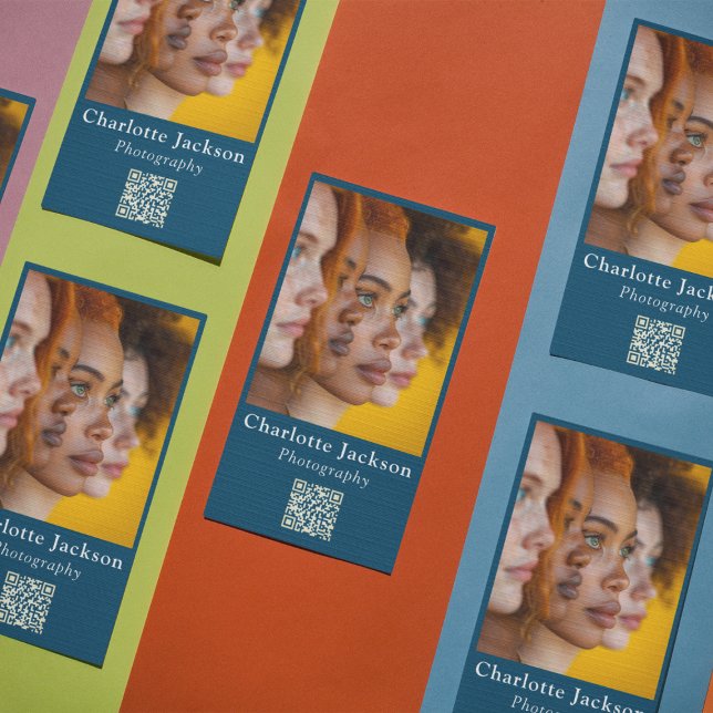 Cartão De Visita Fotografia casual Fotografia Qr Marinho de código  (Criador carregado)