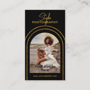 Cartão De Visita Fotografia com Script Moderno do Na moda Código QR