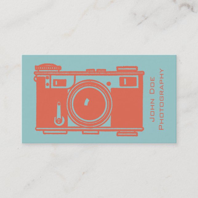 Cartão De Visita Fotografia da câmera de filme de pinagem laranja r (Frente)