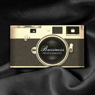 Cartão De Visita Fotografia da câmera Dourada clássica