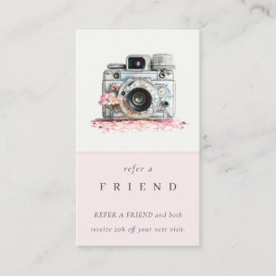 Cartão De Visita Fotografia da câmera floral Vintage Refira um amig