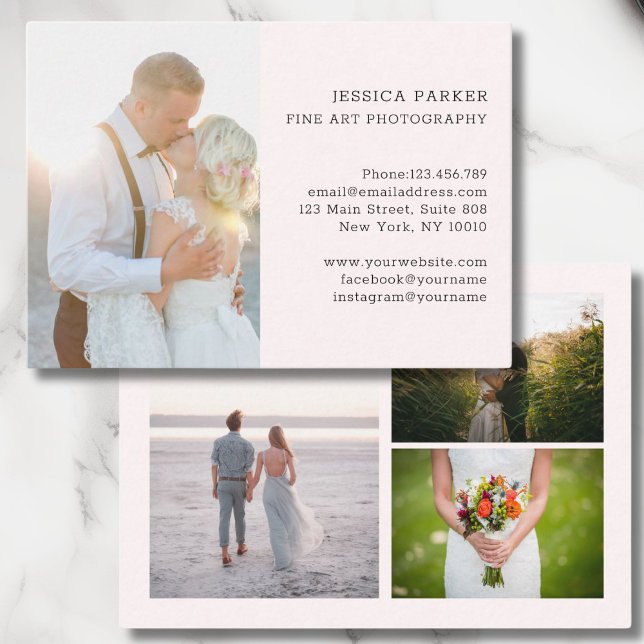 Cartão De Visita Fotografia de 4 fotos específica do cliente (Customer specific 4 photo photography business card)