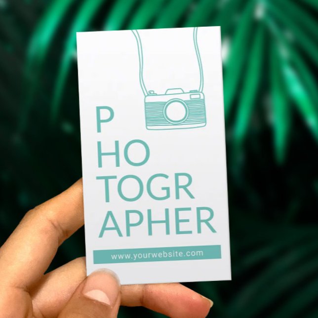 Cartão De Visita Fotografia de Câmera Cutânea Cólera Fotógrafo Teal (Criador carregado)