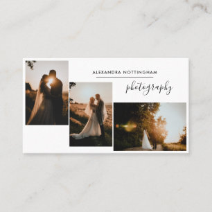 Cartão De Visita Fotografia de casamento com colagem de três fotos 