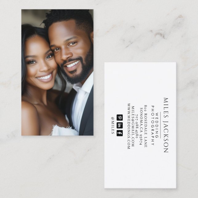Cartão De Visita Fotografia de Casamento de Noiva Moderna (Frente/Verso)