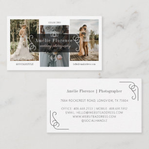 Cartão De Visita Fotografia de Casamento Nameplate Preto Clássico d